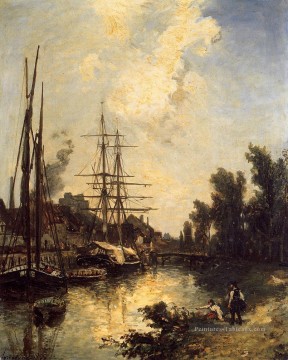 Dockside impressionnisme bateau paysage marin Johan Barthold Jongkind Peinture à l'huile